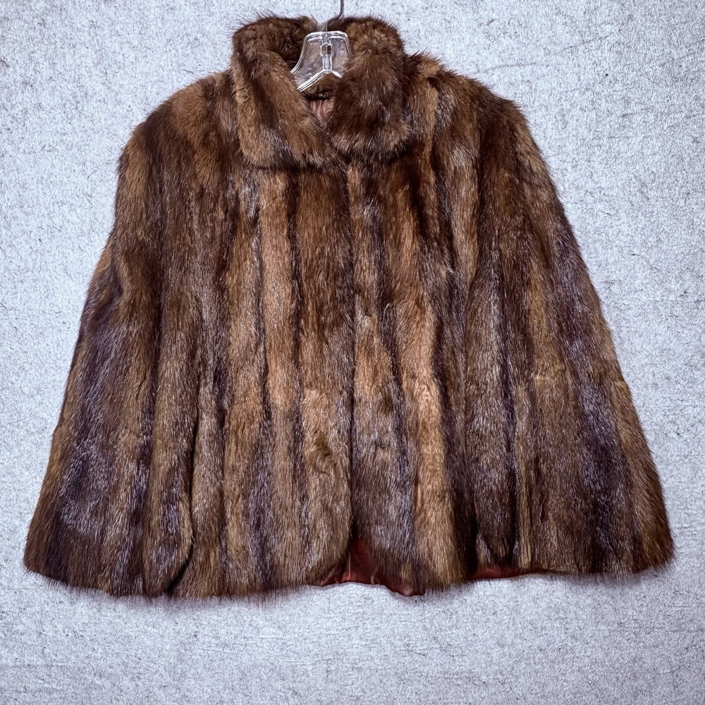 Brown Mink Fur Cape Womens M/L Evening Wrap Glam Luxury Lined Vintage